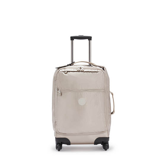 Kipling Darcey Small Metallic Carry-On Rolling Kufferter Beige | DK 1743VR